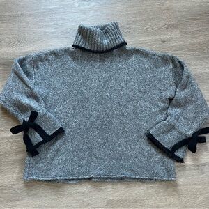 ZARA Knit Turtleneck Sweater with Black Wrist Ties